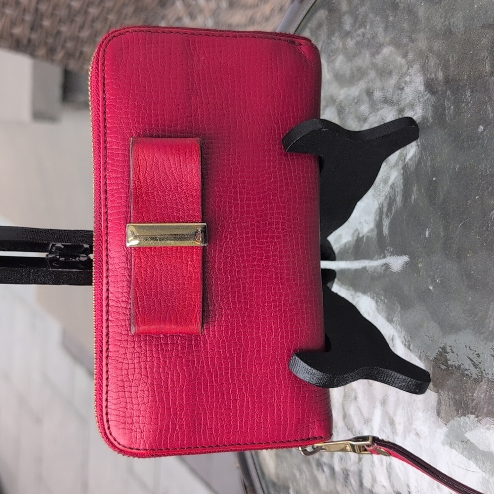 Chloe Red Leather Zip Around Bow Wallet With Dustbag - Picture 2 of 14